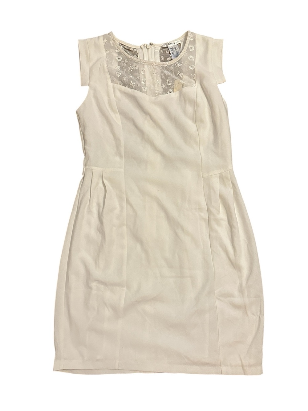 Esley Cream Lace-Yoke Sheath Dress New with Tags